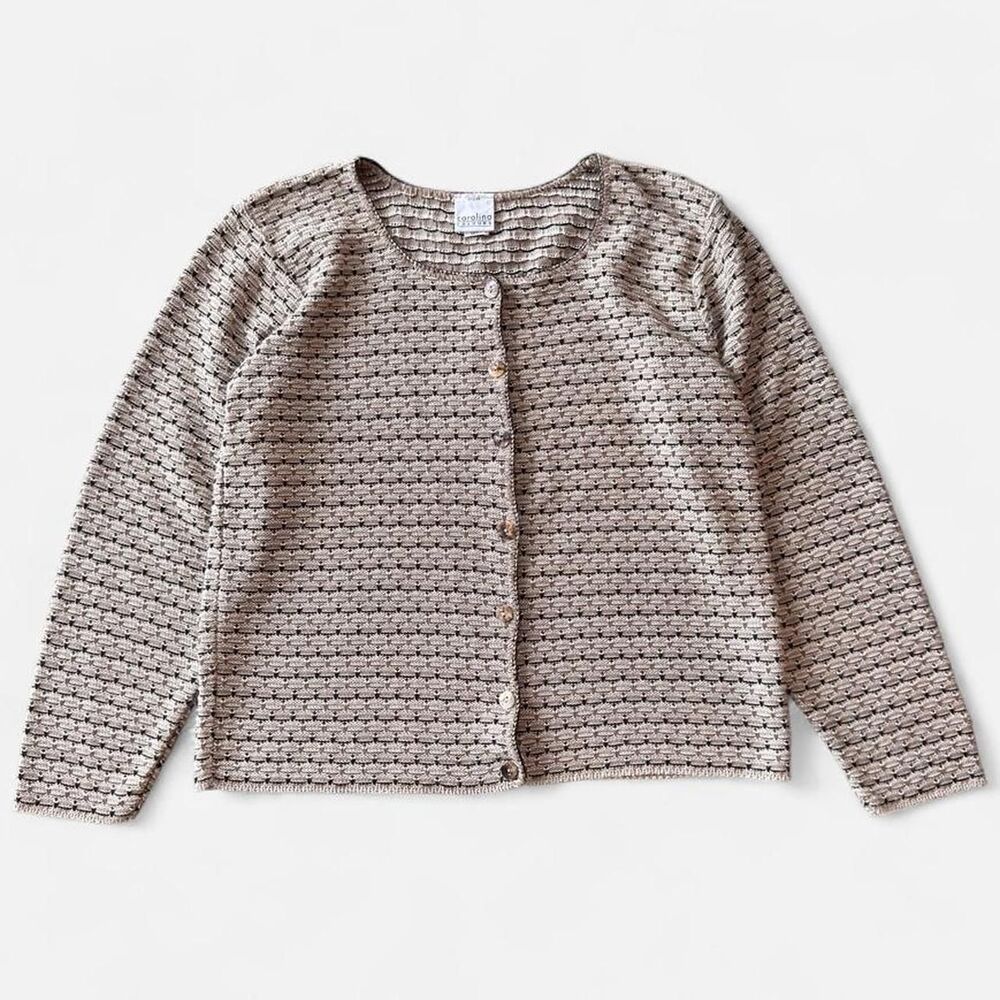 Carolina colors brown & tan cardigan with repeating geometric pattern
